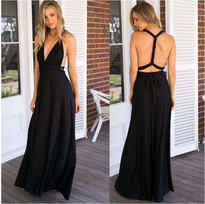 Glamuroso vestido con múltiples tirantes y espalda descubierta: elegancia escultural.