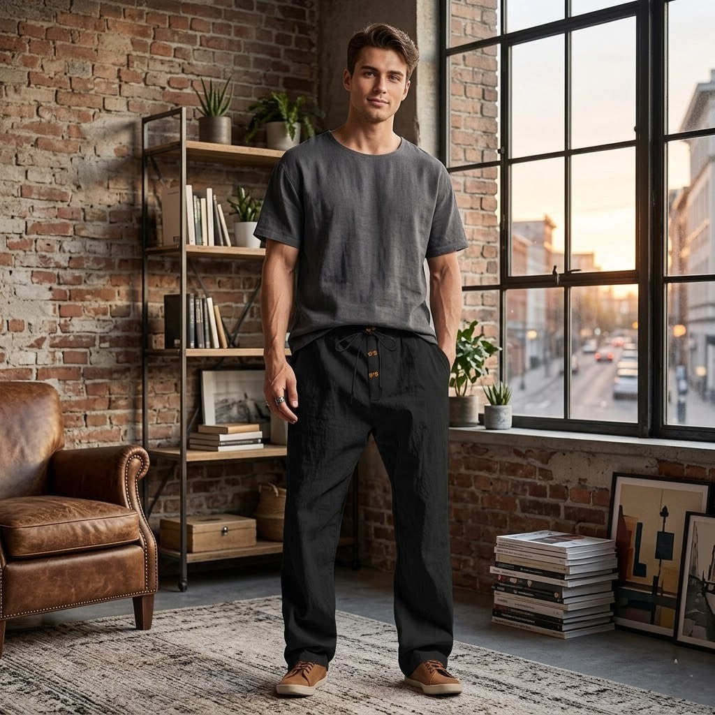 Pantalon homme respirant coupe ample décontractée
