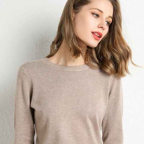 Nouveau pull femme pull en tricot col rond chemisier basique