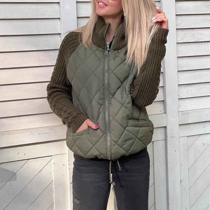 Veste à Col Montant matelassée , Zippée et Chaude