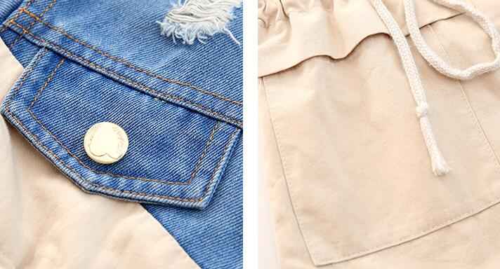 Trench-coat en denim simple pour filles à la mode