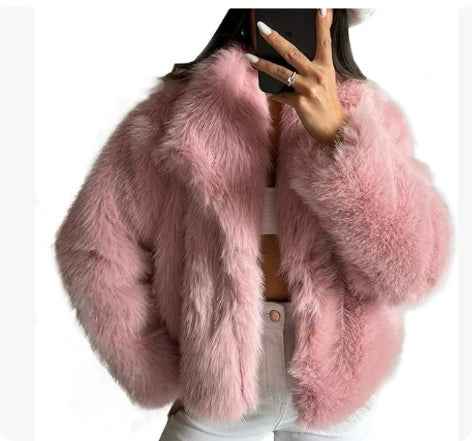 Veste d'hiver en peluche , décontracté à manches longues pour femmes