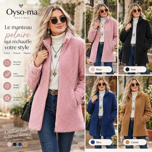 Manteau en polaire à zip pour femmes , vêtement d'extérieur décontracté