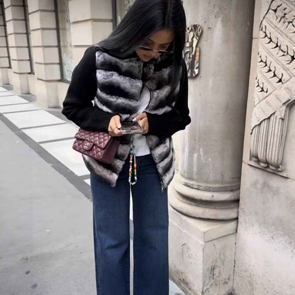 Veste courte à fermeture éclair polyvalente et décontractée