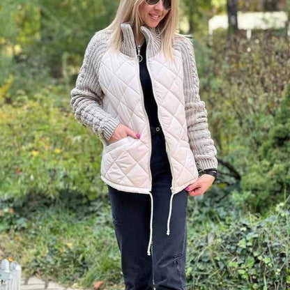 Veste à Col Montant matelassée , Zippée et Chaude