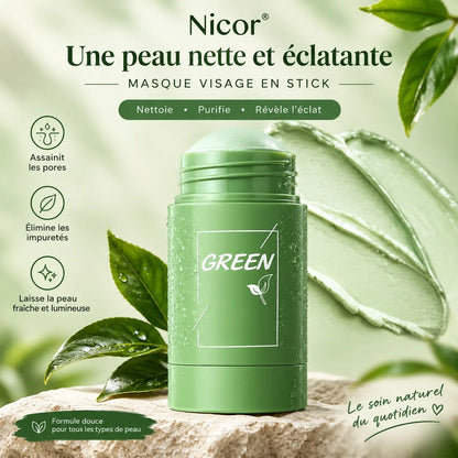 Duo de Masques Visage en Stick Nicor – Green & Eggplant | Soin Purifiant et Éclat