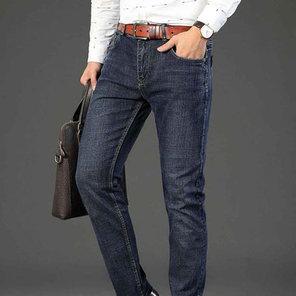 Jean en denim délavé pour hommes, coupe slim et confortable