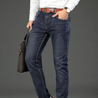 Jean en denim délavé pour hommes, coupe slim et confortable