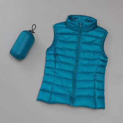 Gilet léger en duvet pour femmes , col montant court slim