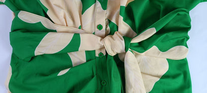 Robe blouse imprimé pour femmes avec col à revers, manches courtes et taille haute