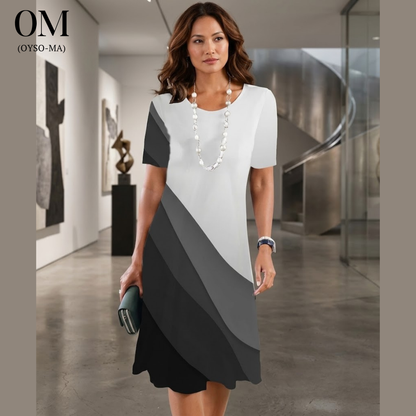 Robe imprimée à manches courtes et col rond