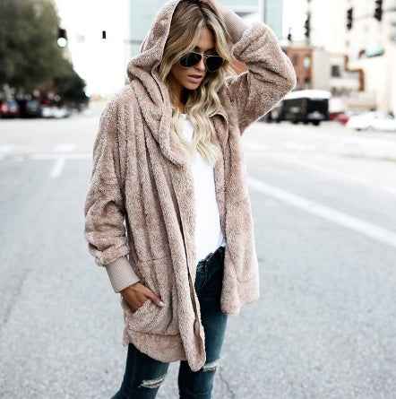 Manteau en coton chaud et pelucheux pour femme