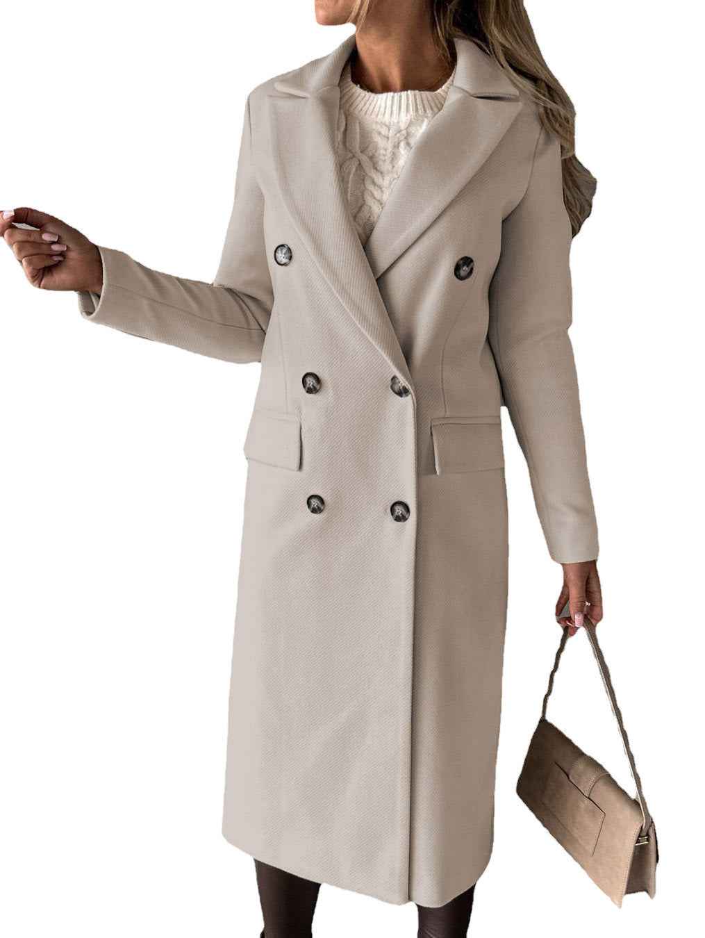 Manteau long à double boutonnage , coupe élégante