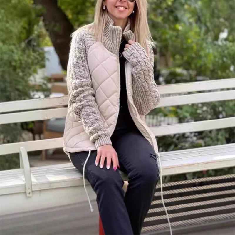 Veste à Col Montant matelassée , Zippée et Chaude