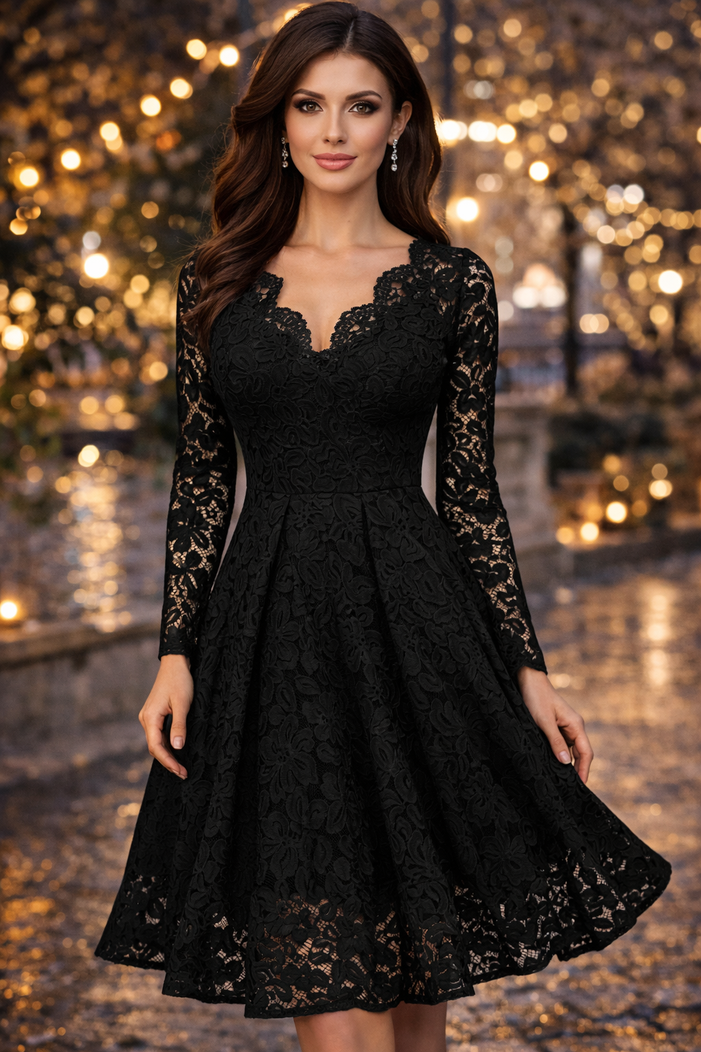Elegant V-Neck Lace Dress