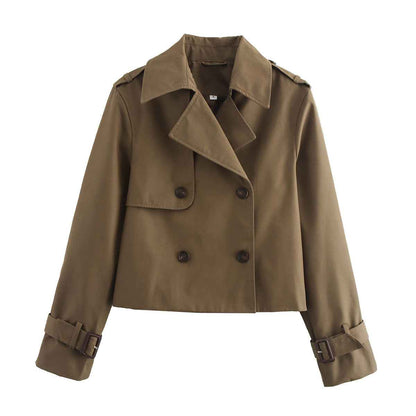 Manteau court polyvalent à double boutonnage et col à revers