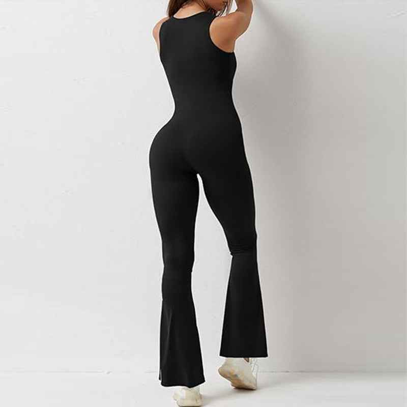 Combinaison de sport - couleur unie, pantalon de yoga évasé sans couture