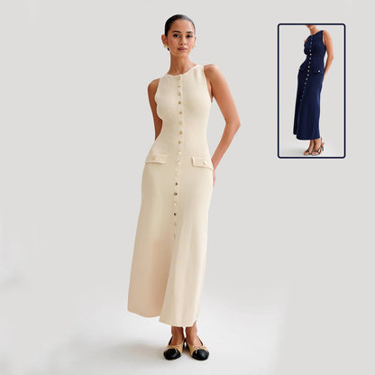 Elegant sleeveless knit dress, slim fit