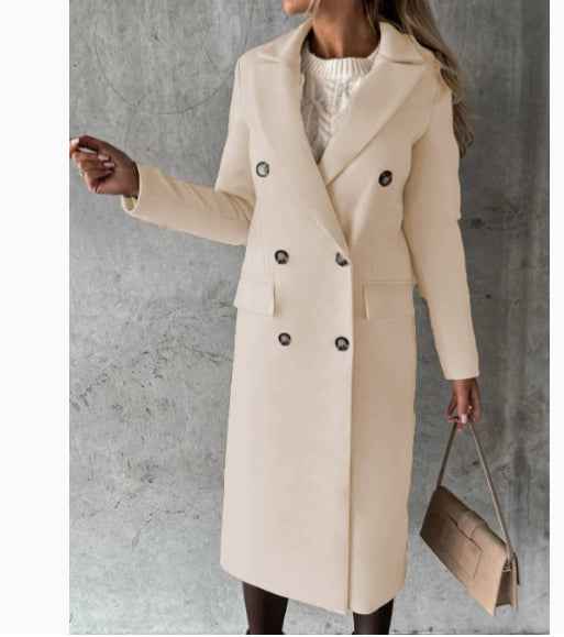 Manteau long à double boutonnage , coupe élégante