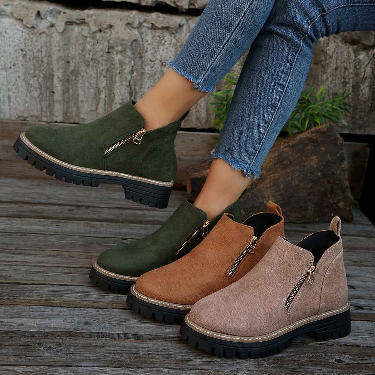 Bottes femme à la cheville avec fermeture latérale