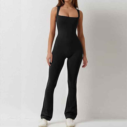 Combinaison de sport - couleur unie, pantalon de yoga évasé sans couture