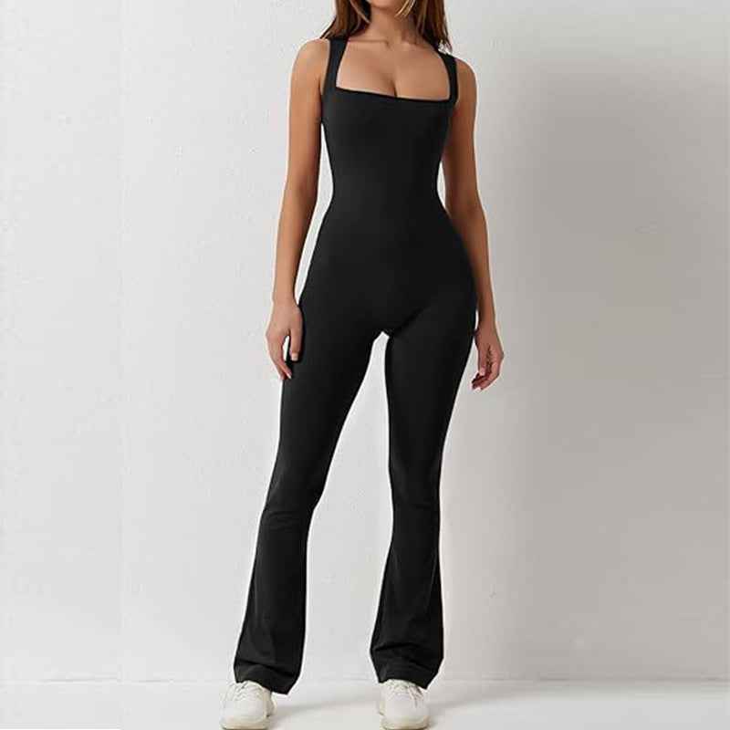 Combinaison de sport - couleur unie, pantalon de yoga évasé sans couture