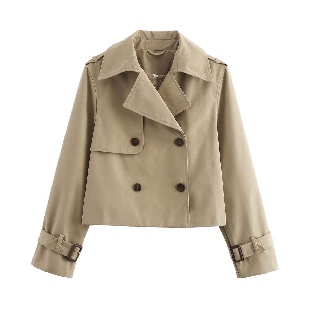 Manteau court polyvalent à double boutonnage et col à revers