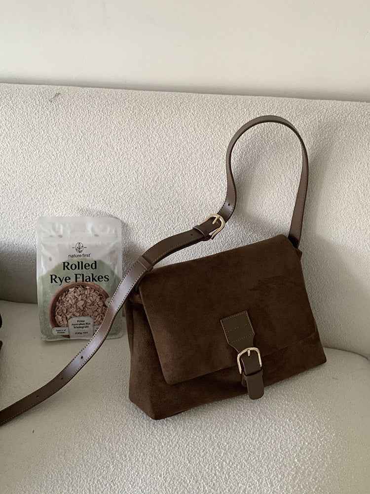 Sac Vintage en Daim à Épaule Unique et Sous le Bras Tout Usage Décontracté