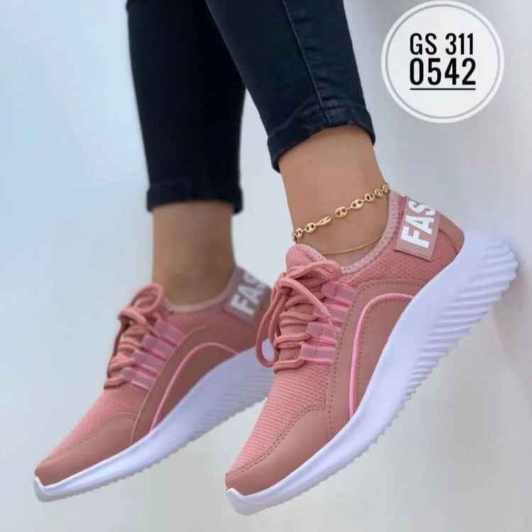 Baskets en maille pour femmes à lacets, chaussures de course