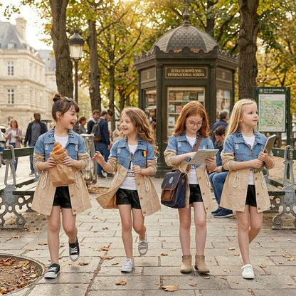Trench-coat en denim simple pour filles à la mode