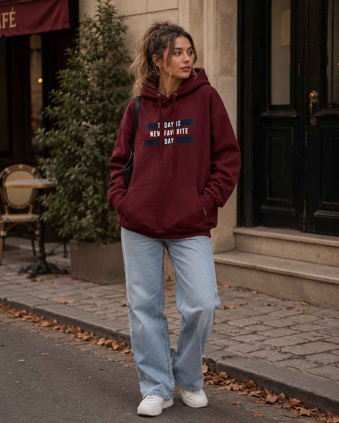 Pull-over ample à capuche pour femmes