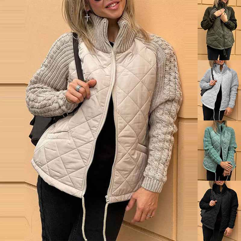 Veste à Col Montant matelassée , Zippée et Chaude