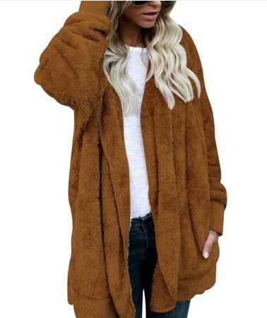 Manteau en coton chaud et pelucheux pour femme