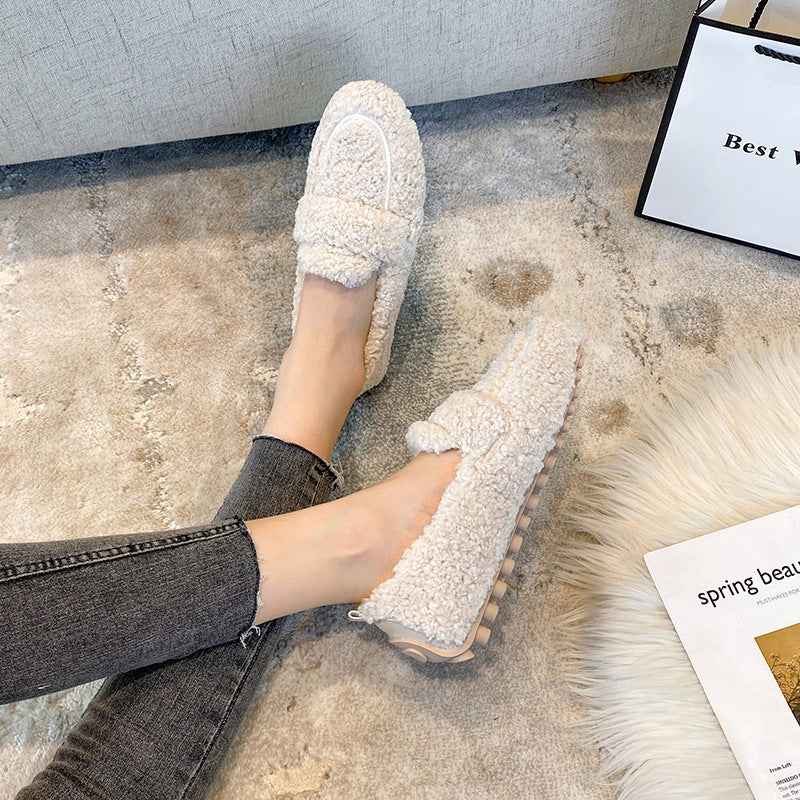 Mocassins Plates en Peluche d'Hiver , pour Femmes