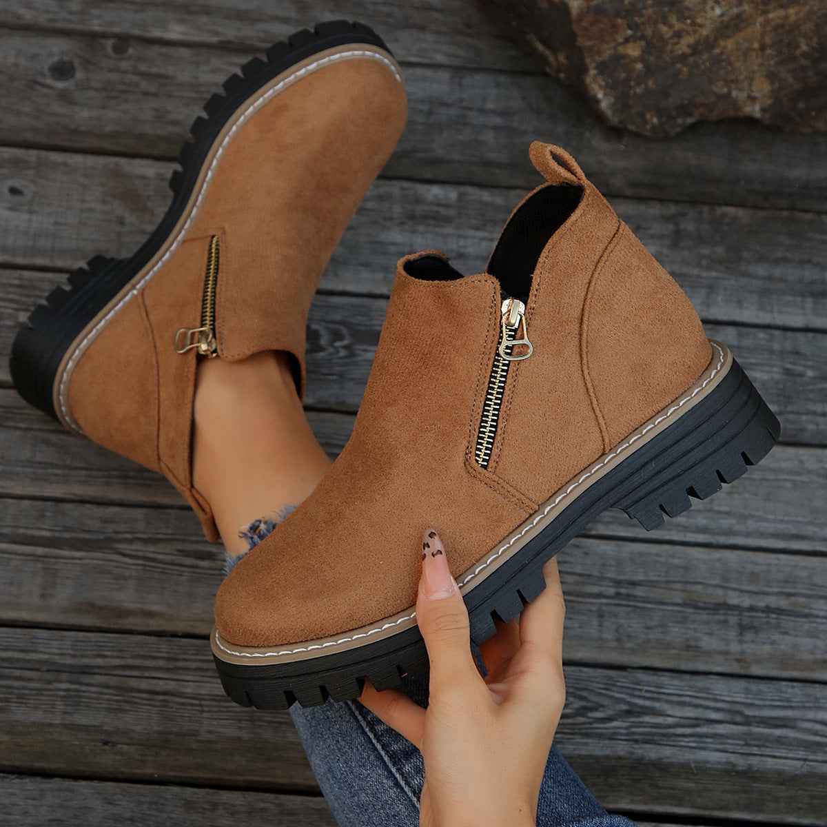 Bottes femme à la cheville avec fermeture latérale
