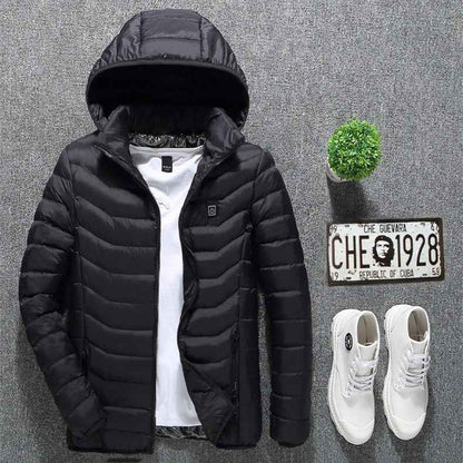Veste d'hiver chauffante USB en coton électrique pour hommes , vêtement thermique