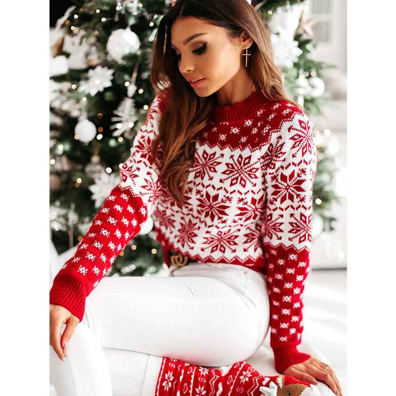 Pull en tricot à manches longues avec élan de Noël