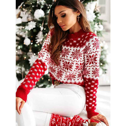 Pull en tricot à manches longues avec élan de Noël