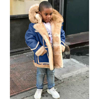 Veste à capuche mode tout-en-un en fourrure chaude pour garçons