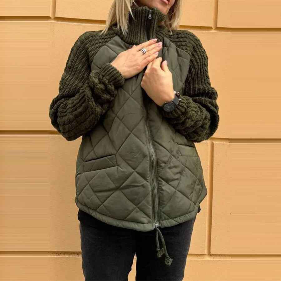 Veste à Col Montant matelassée , Zippée et Chaude