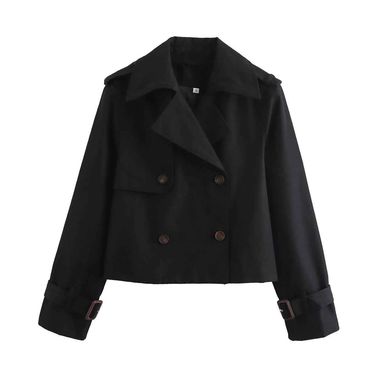Manteau court polyvalent à double boutonnage et col à revers