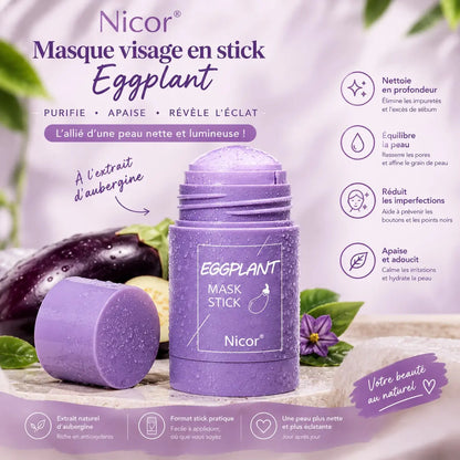 Duo de Masques Visage en Stick Nicor – Green & Eggplant | Soin Purifiant et Éclat
