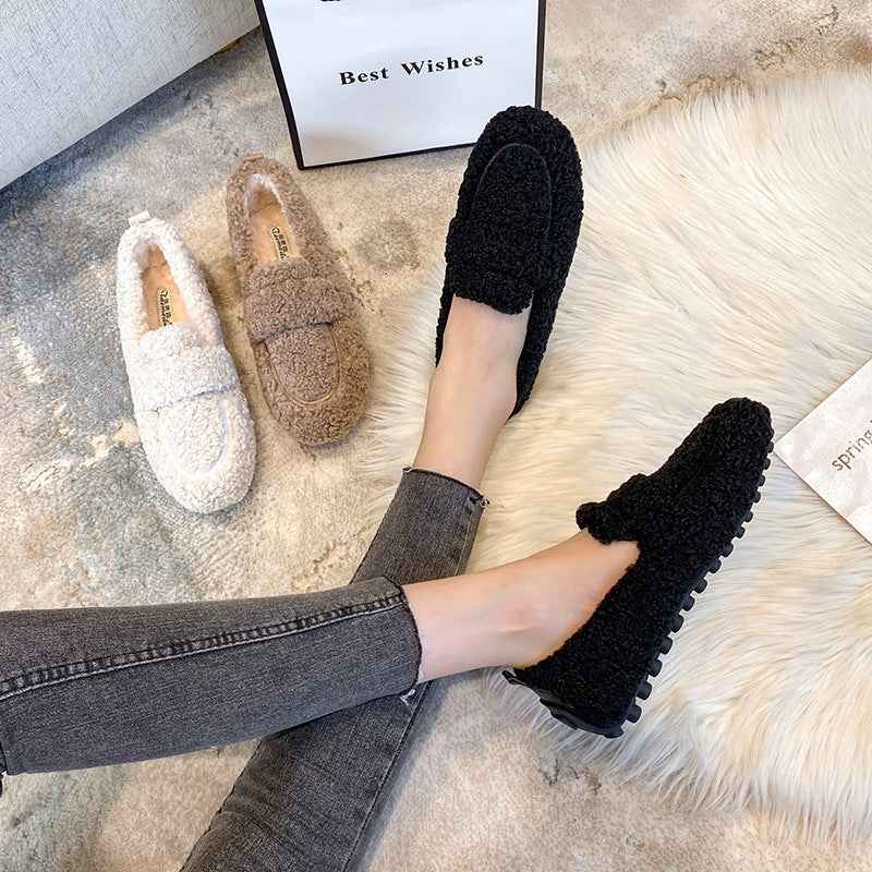 Mocassins Plates en Peluche d'Hiver , pour Femmes