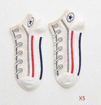 Chaussettes sneakers respirantes en coton peigné