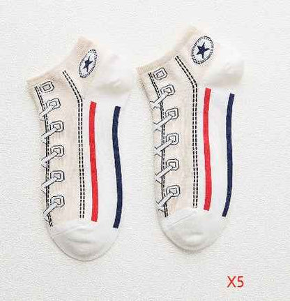 Chaussettes sneakers respirantes en coton peigné