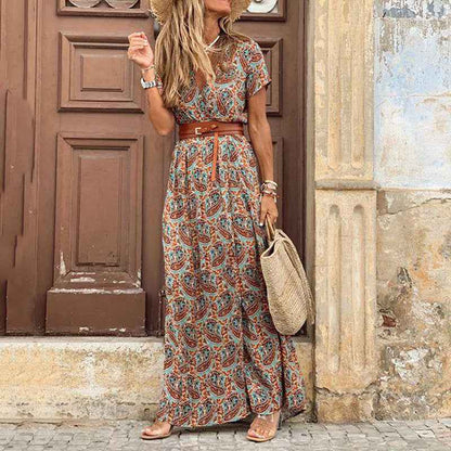 Robe à fleurs à col en V  pour femmes