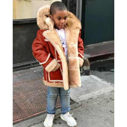 Veste à capuche mode tout-en-un en fourrure chaude pour garçons