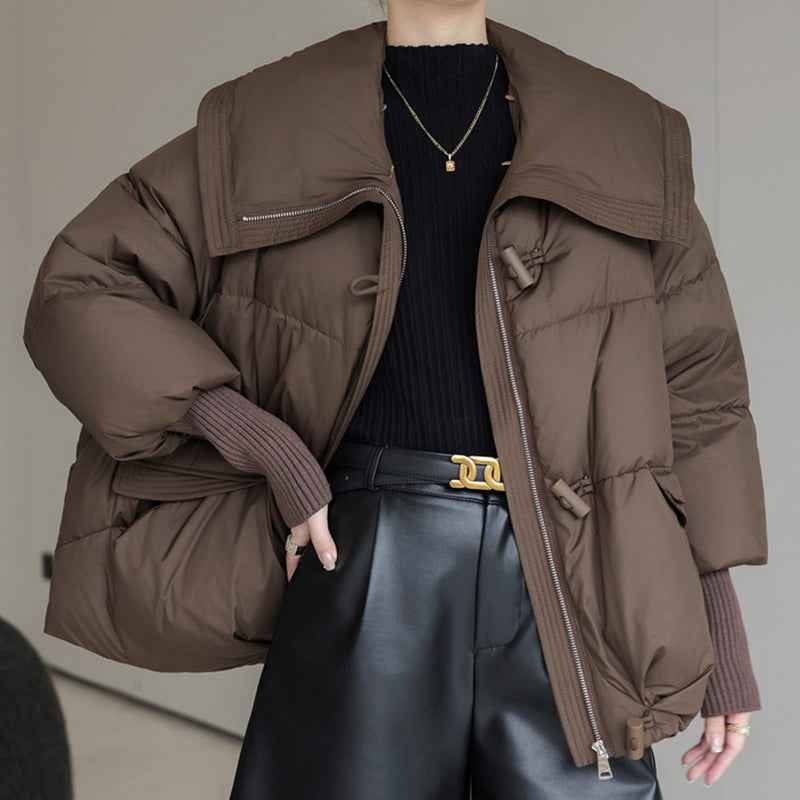 Veste en duvet pour femme , col en fourrure , vêtement d'hiver