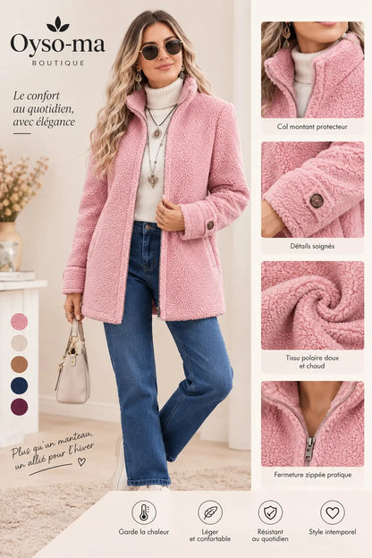 Manteau en polaire à zip pour femmes , vêtement d'extérieur décontracté
