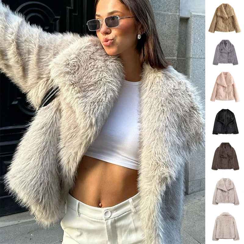 Veste d'hiver en peluche , décontracté à manches longues pour femmes